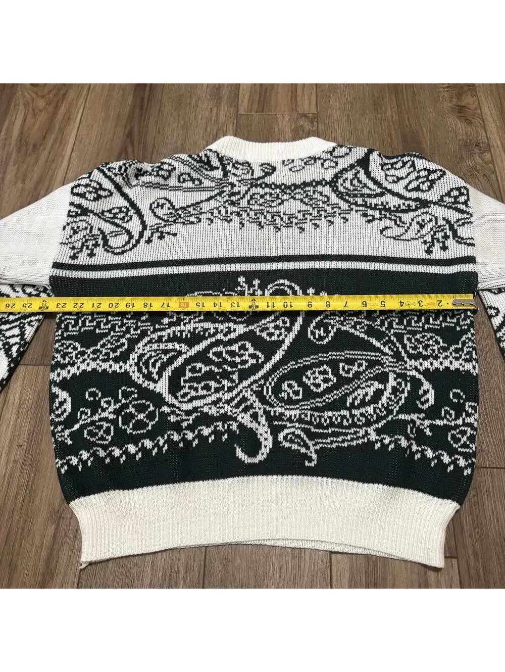 Vtg 80s Uniform Code Paisley Knit Crewneck Sweater L